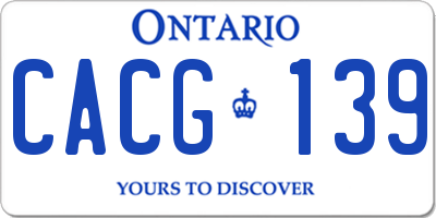 ON license plate CACG139