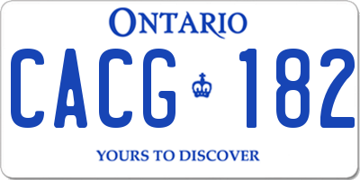 ON license plate CACG182