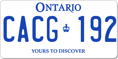 ON license plate CACG192