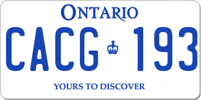 ON license plate CACG193