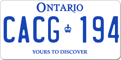 ON license plate CACG194