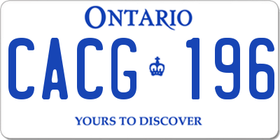 ON license plate CACG196