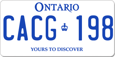 ON license plate CACG198