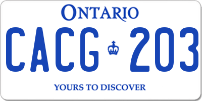 ON license plate CACG203