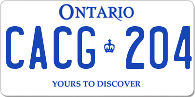 ON license plate CACG204