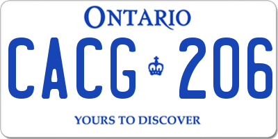 ON license plate CACG206