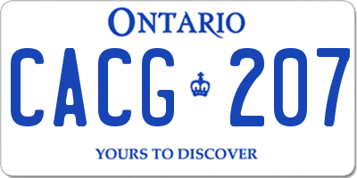 ON license plate CACG207