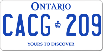 ON license plate CACG209