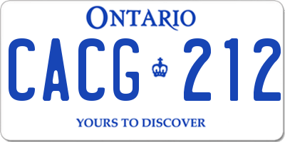 ON license plate CACG212