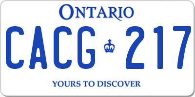 ON license plate CACG217