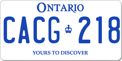 ON license plate CACG218