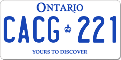 ON license plate CACG221