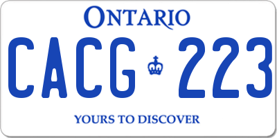 ON license plate CACG223