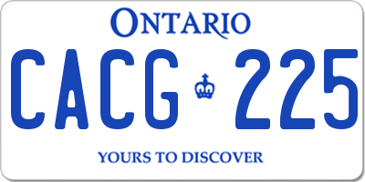 ON license plate CACG225