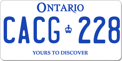 ON license plate CACG228