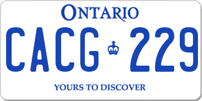 ON license plate CACG229