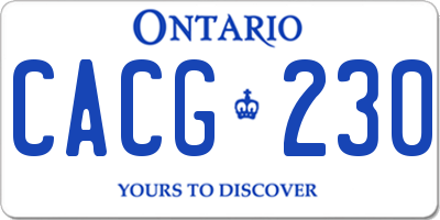 ON license plate CACG230