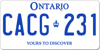 ON license plate CACG231