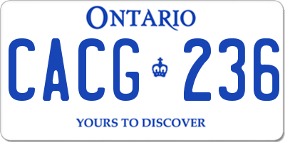 ON license plate CACG236