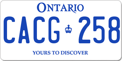 ON license plate CACG258