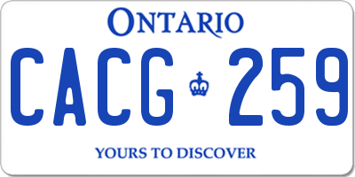 ON license plate CACG259