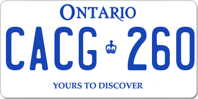 ON license plate CACG260