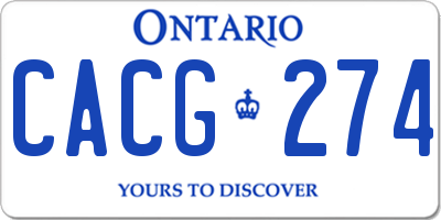 ON license plate CACG274