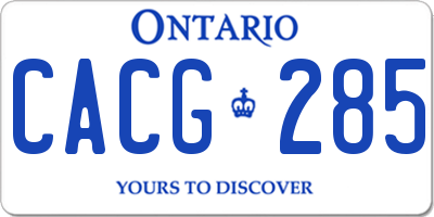 ON license plate CACG285