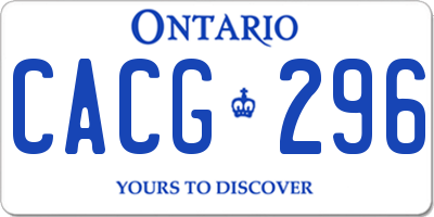 ON license plate CACG296