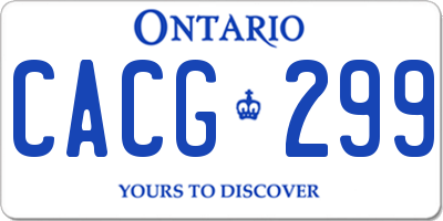 ON license plate CACG299