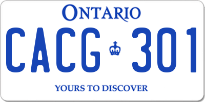 ON license plate CACG301