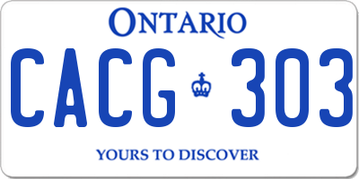 ON license plate CACG303