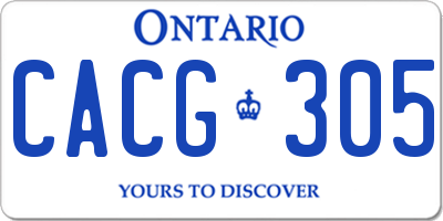 ON license plate CACG305