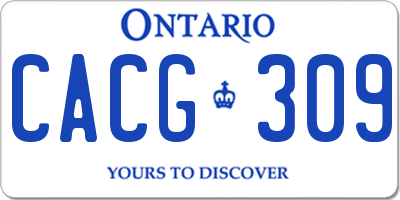 ON license plate CACG309