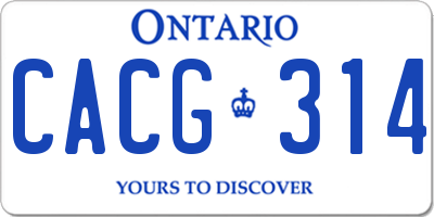 ON license plate CACG314