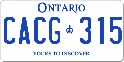 ON license plate CACG315