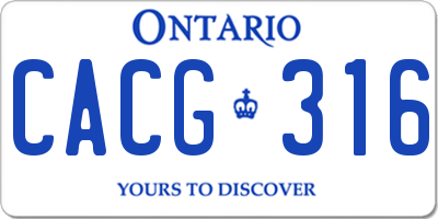 ON license plate CACG316