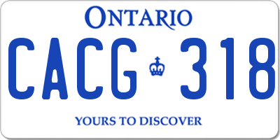 ON license plate CACG318