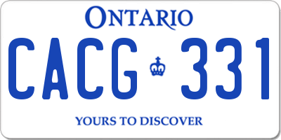 ON license plate CACG331