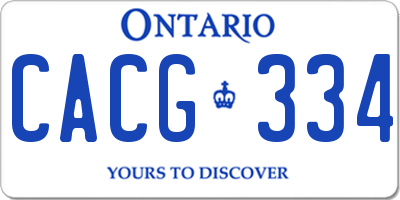 ON license plate CACG334