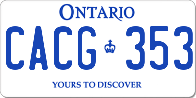 ON license plate CACG353