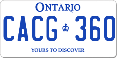 ON license plate CACG360