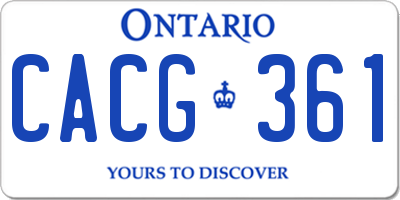 ON license plate CACG361