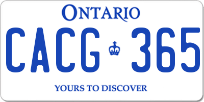 ON license plate CACG365