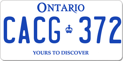 ON license plate CACG372