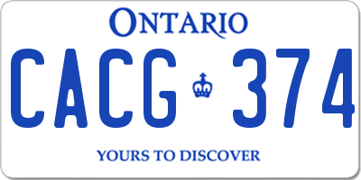 ON license plate CACG374