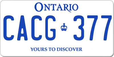 ON license plate CACG377