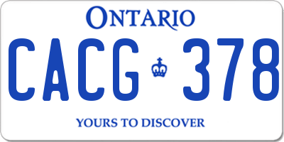 ON license plate CACG378