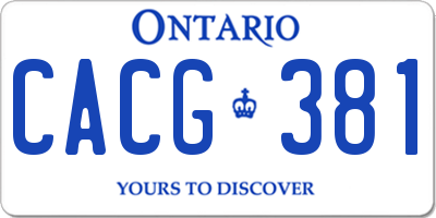 ON license plate CACG381