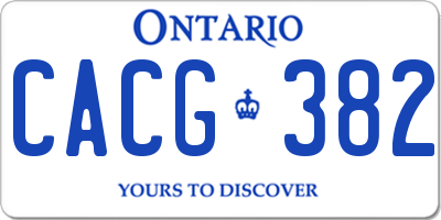 ON license plate CACG382